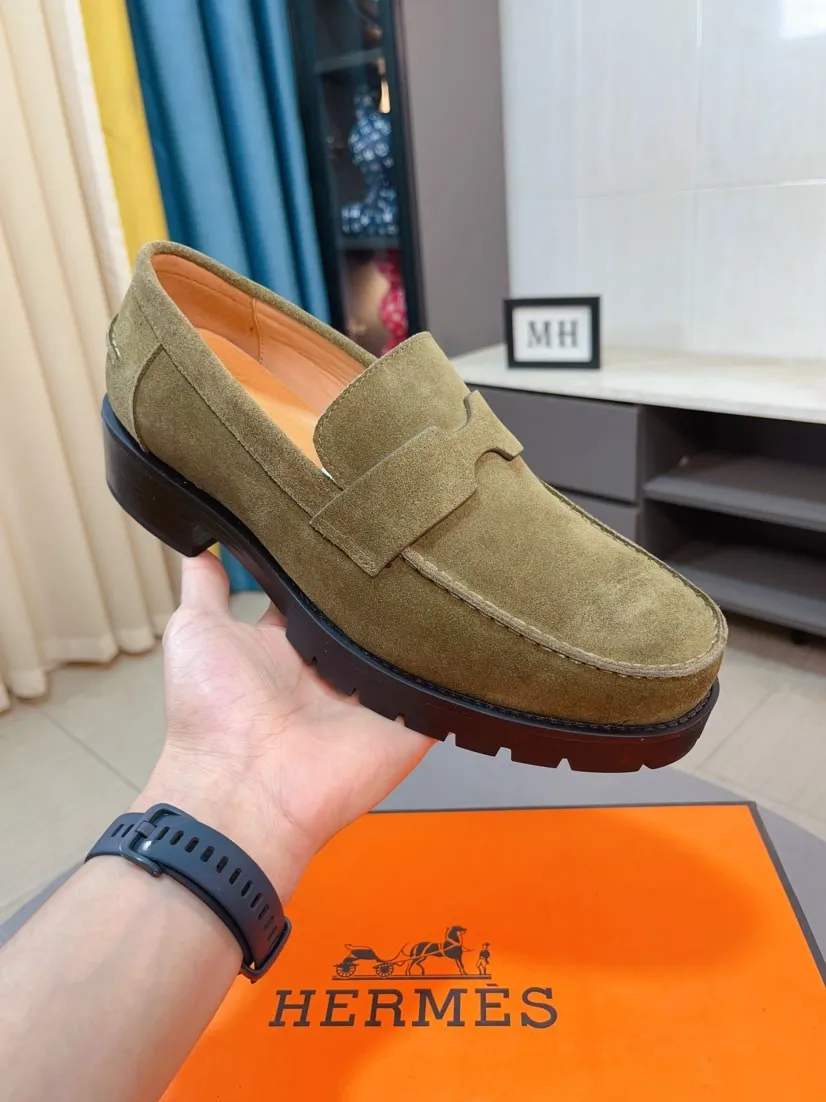 Men's shoes 💰458🌹🌹Niuli "HERMES" Hermès business leather shoes, original factory configuration, original imported frosted cowhide upper + luxury hardware logo + fully imported original customized cowhide lining, sole: rubber wear-resistant outsole, difficult craftsmanship, original factory follow-up goods, 🔍🔍high quality code number: 38-44 45 can be customized